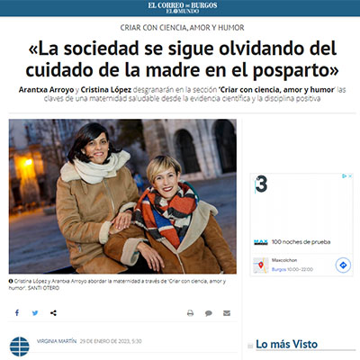 Cristina López Ubierna - Prensa - La sociedad se sigue olvidando del cuidado de la madre en el posparto - El Correo de Burgos - El Mundo